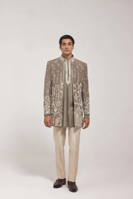 Olive Front-Open Jacket Set Olive Front-Open Jacket Set