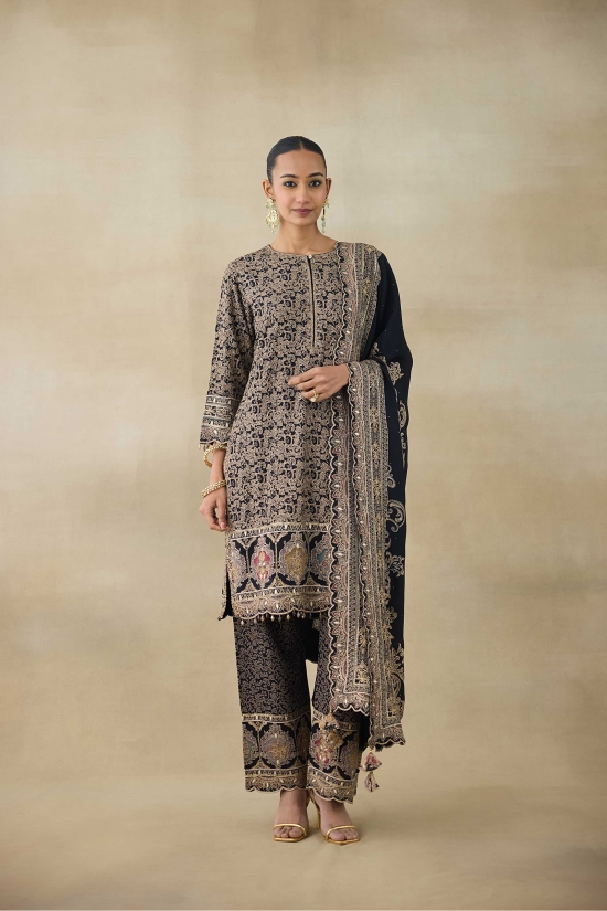 Aurora Black Crepe Suit Set