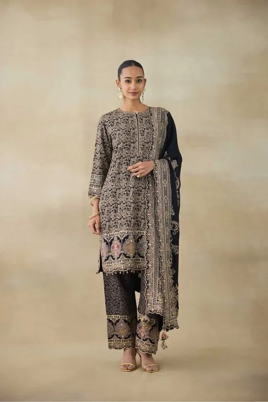Aurora Black Crepe Suit Set