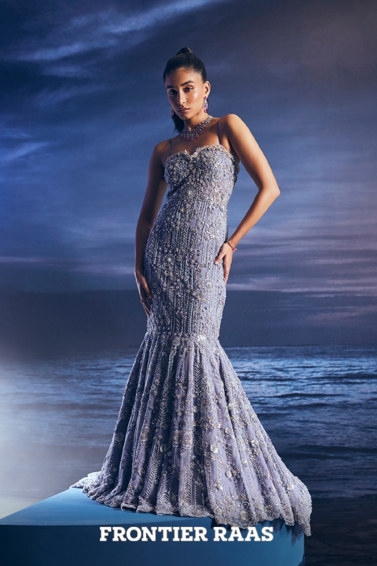 Blue net gown outlet