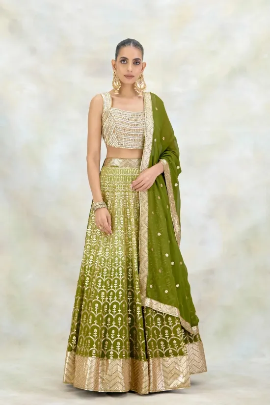 Fern Green Georgette Lehenga Set Fern Green Georgette Lehenga Set
