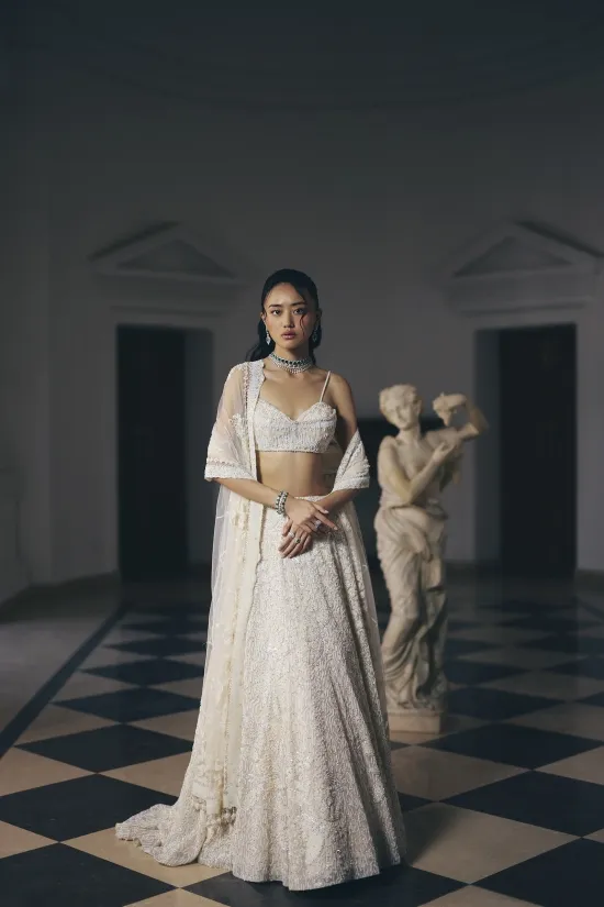 Ivory Organza Lehenga Set