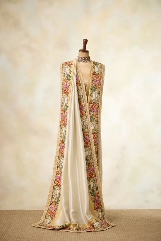 Silver Gold Tissue Slik Saree