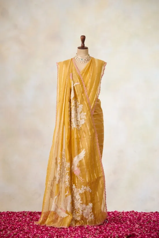 Yellow Tissue Silk Saree