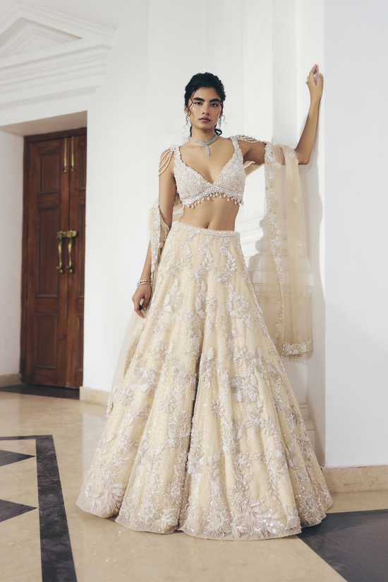 Vanilla Pearl Drop Lehenga Set