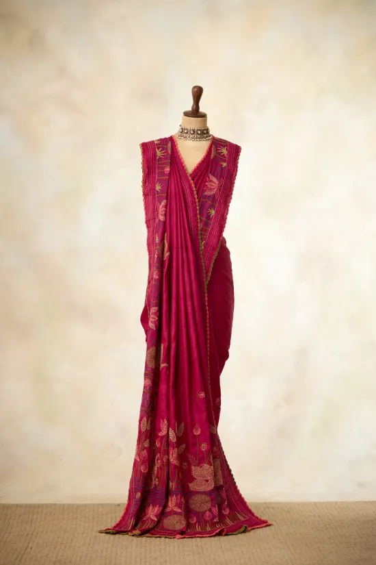 Rani Pink Tussar Silk Saree
