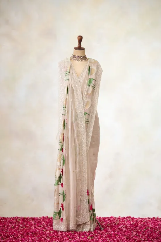 Silver Tissue Silk Saree