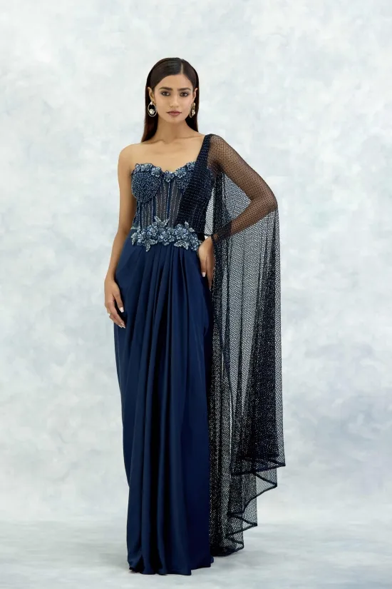 Sapphire Satin Drape Saree Sapphire Satin Drape Saree