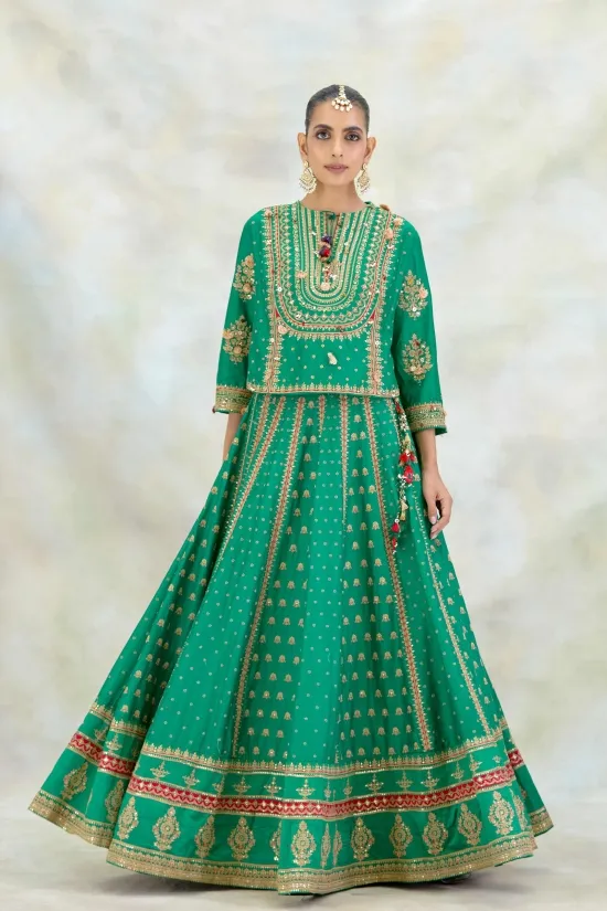 Jade Green Silk Lehenga Set Jade Green Silk Lehenga Set