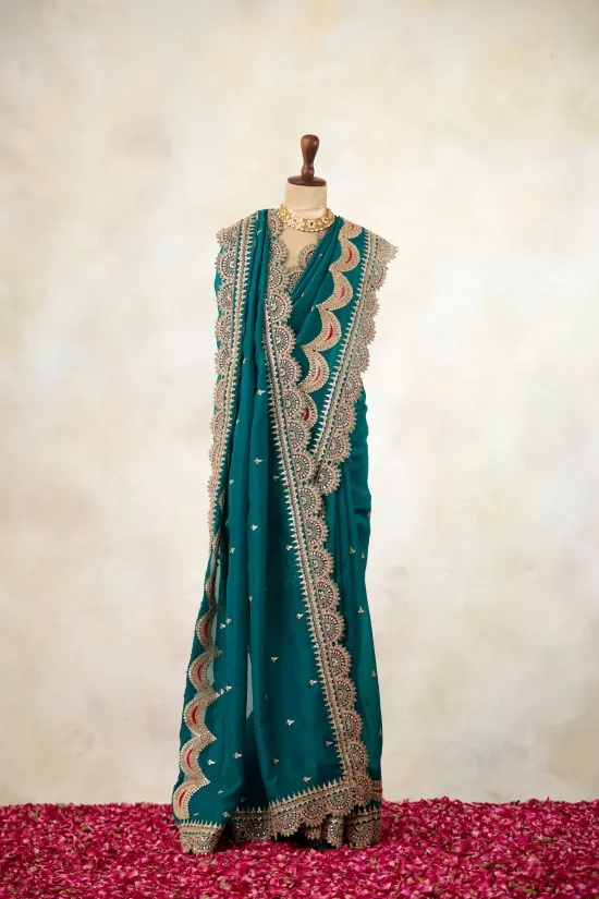 Teal Green Organza Saree