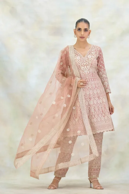 Dusty Rose Georgette Suit Set