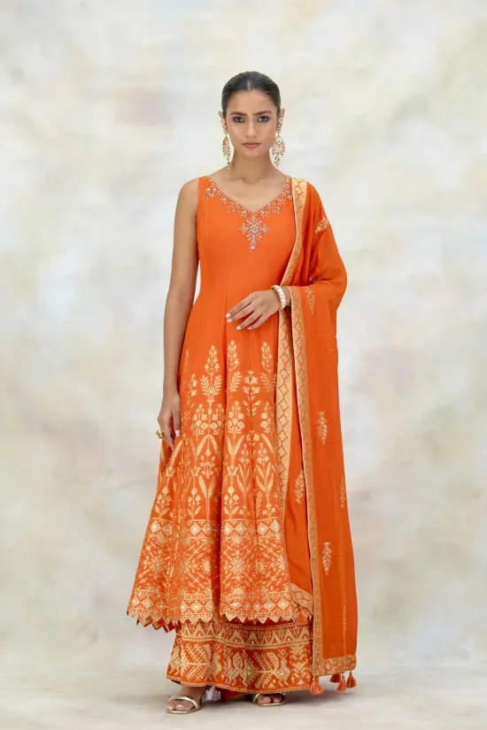 Rust Orange Silk garara set Rust Orange Silk garara set