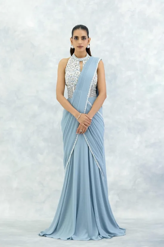 Frost Blue Georgette Gown Frost Blue Georgette Gown