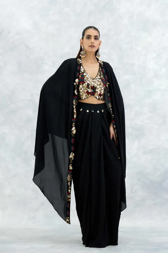 Black Georgette Kaftan Set