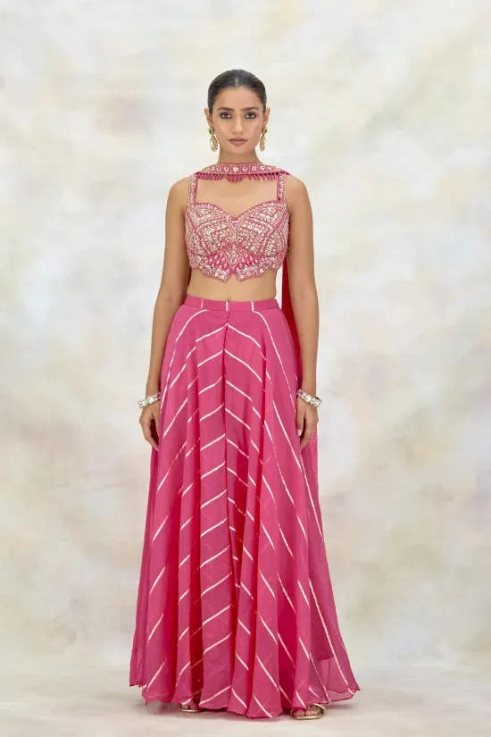 Rani Pink Organza Sharara Set Rani Pink Organza Sharara Set