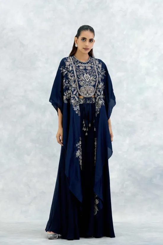 Ink Blue Silk Sharara Set Ink Blue Silk Sharara Set