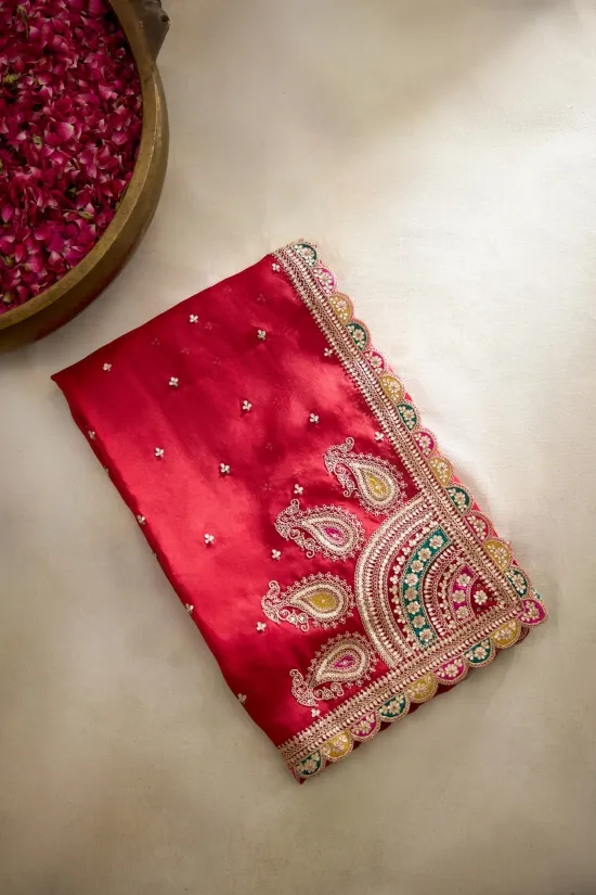 Ruby Red Organza Saree