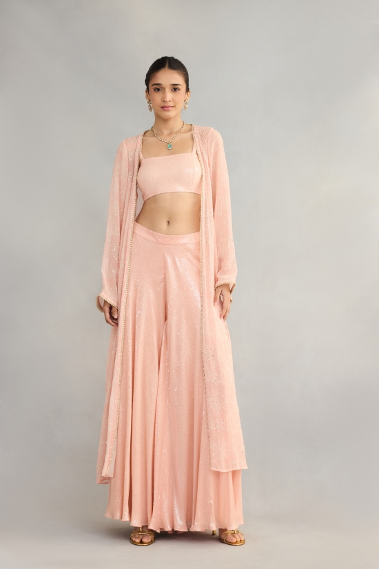 Baby Pink Cape Sharara Set
