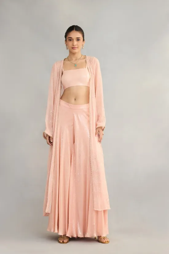 Baby Pink Cape Sharara Set