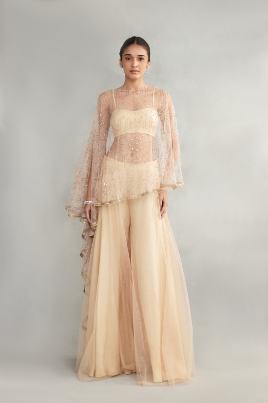 Ivory Shimmer Set Sharara