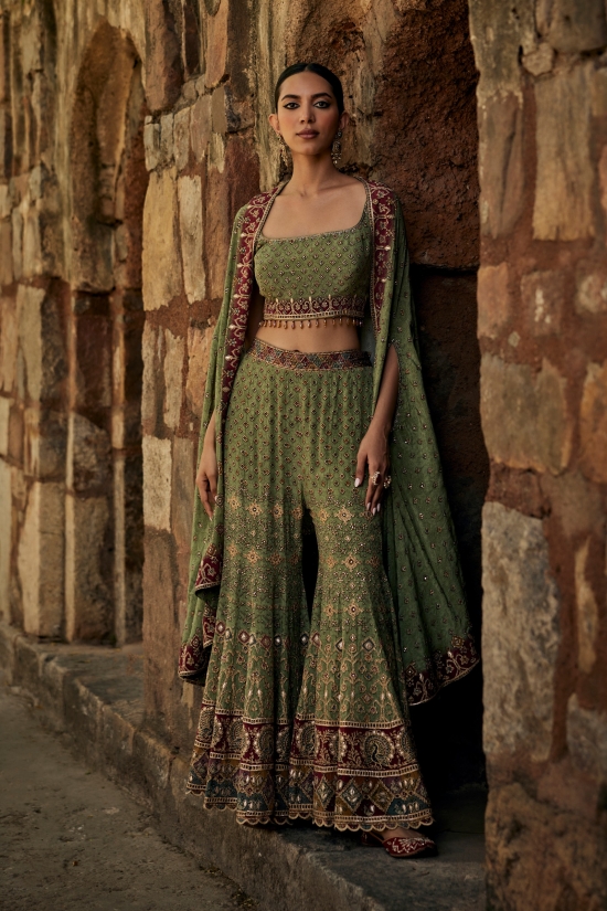 Sage Green Sharara Set