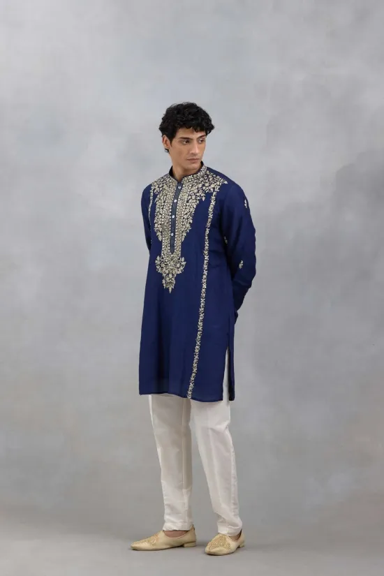 Navy Sheesh Kurta Set Navy Sheesh Kurta Set