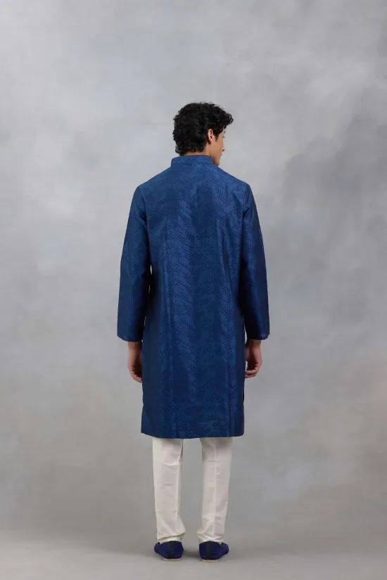 Blue Geometric Kurta Set