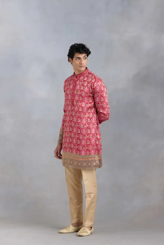 Rani Pink Banarasi Kurta Set Rani Pink Banarasi Kurta Set