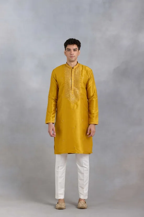 Mustard Thread Mirror Kurta Set Mustard Thread Mirror Kurta Set