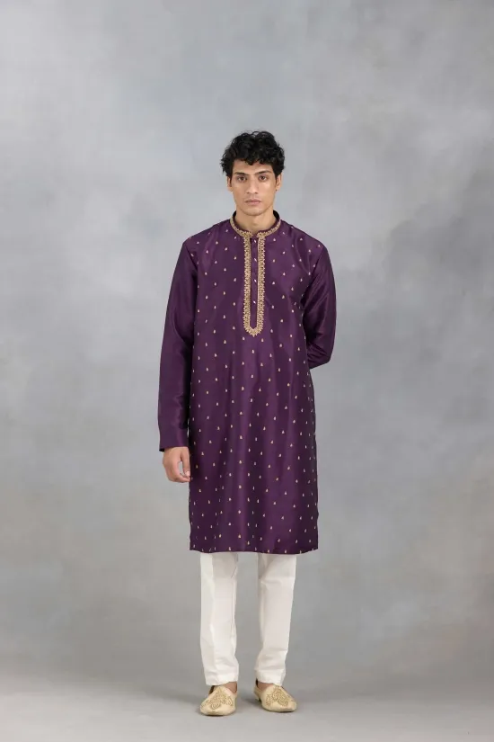 Purple Scattered Zari Kurta Set Purple Scattered Zari Kurta Set