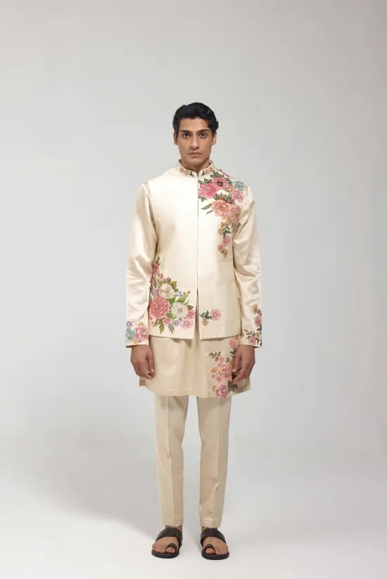 Gold Embroidered Half Jacket Set Gold Embroidered Half Jacket Set