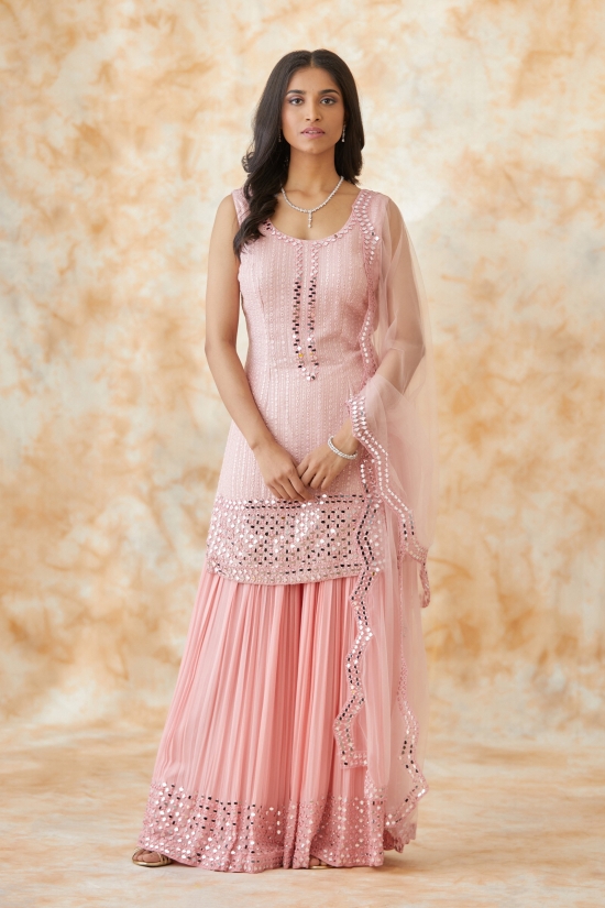 Party Pink Georegette Sharara Suit