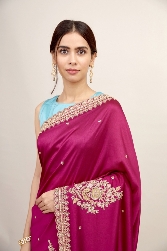 Mulberry Rouge Silk Saree