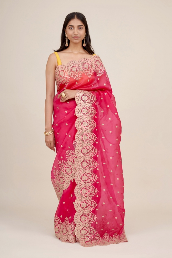 Wild Rose Organza Saree