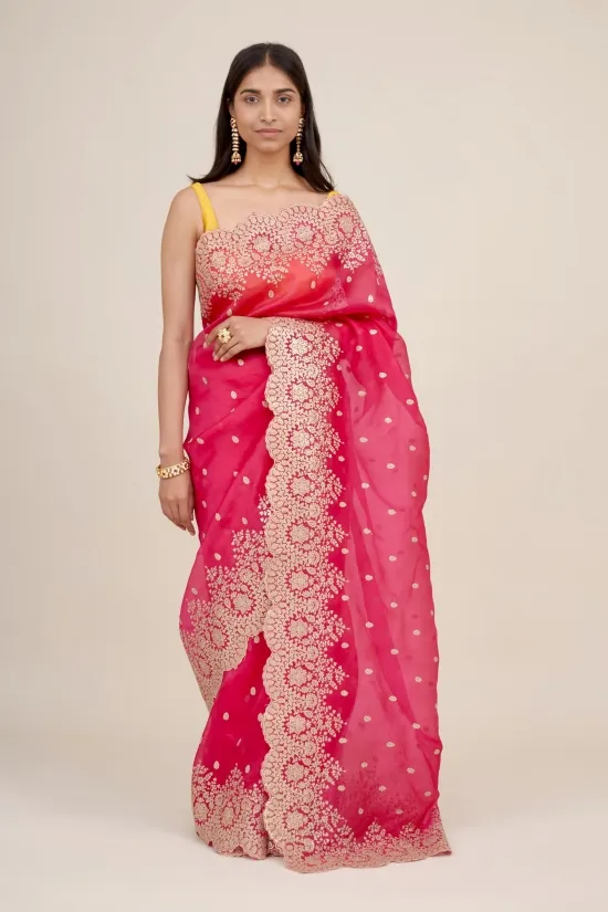 Wild Rose Organza Saree