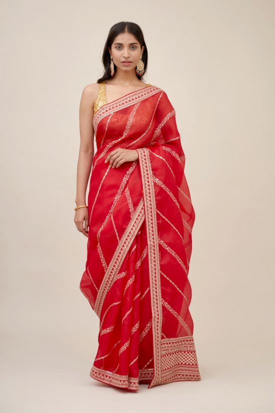 Imperial Red Organza Saree