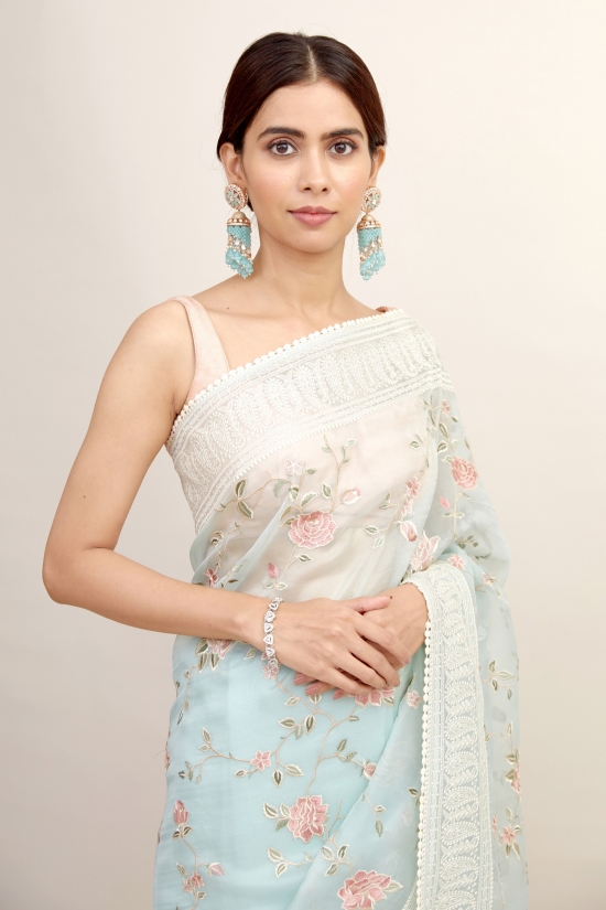 Georgia Blue Organza Saree