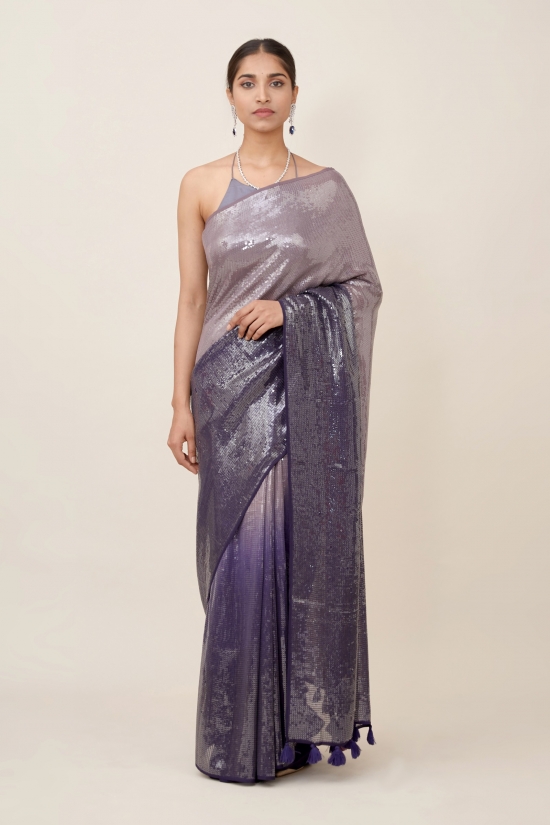 Sizzle Ombre Grape Wine Saree