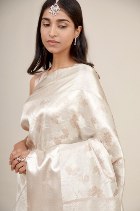 Abalone Grey Silk Saree