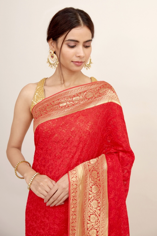 Love Red Georgette Saree