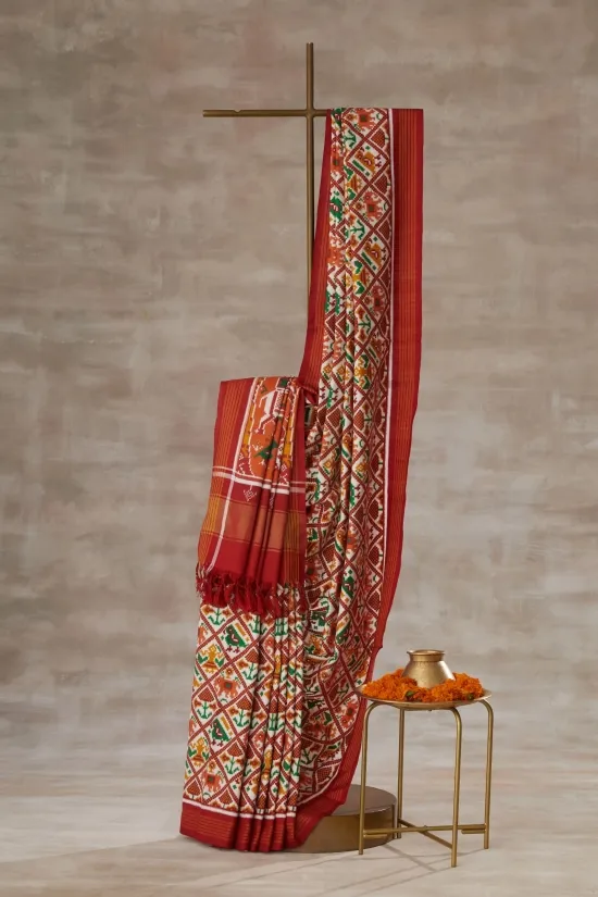Ivory Patan Patola Silk Saree