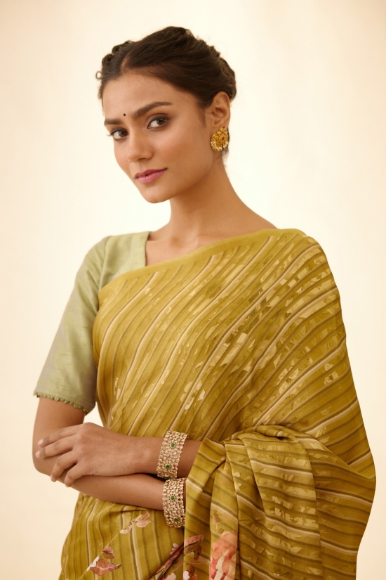 Olive Satin Saree