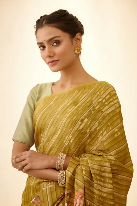Olive Satin Saree