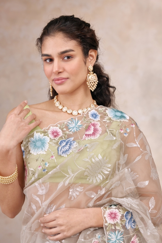 Grey Haze Organza Saree