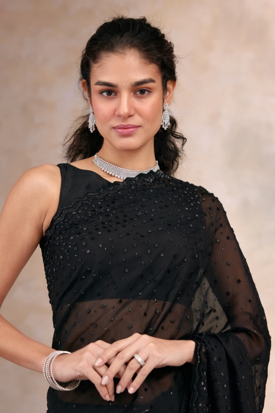 Nova Black Organza Saree