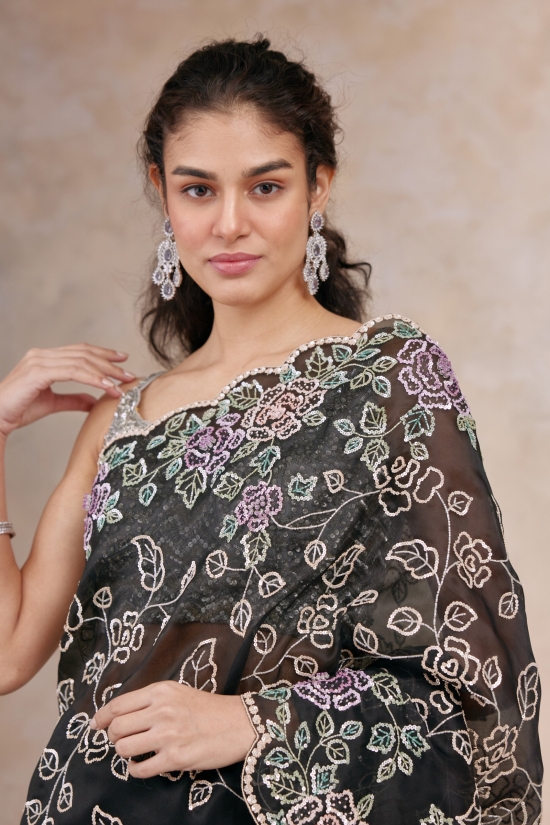 Tiffany Black Organza Saree