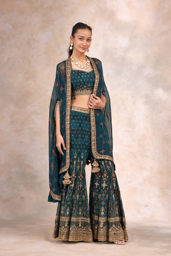 Petrol Blue Cape Sharara