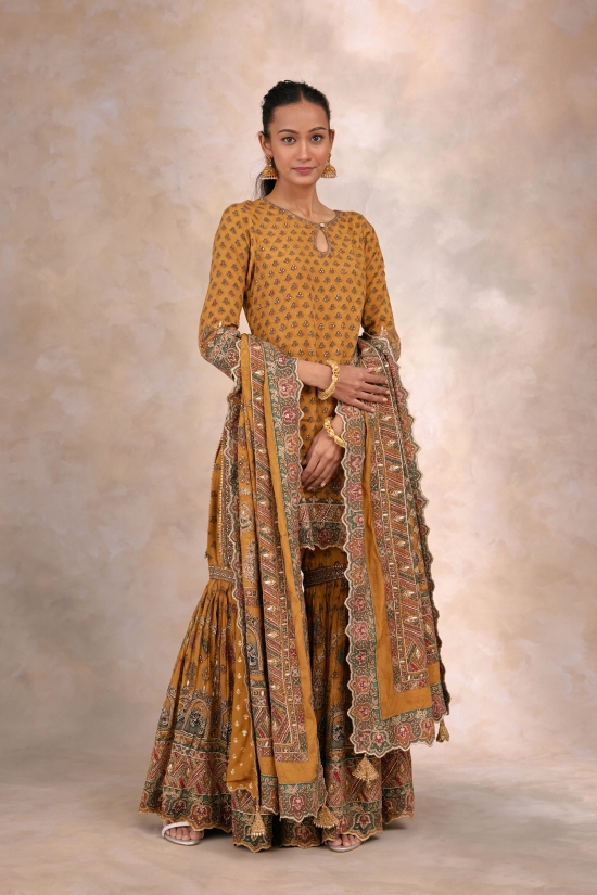Ginger Yellow Crepe Garara Set