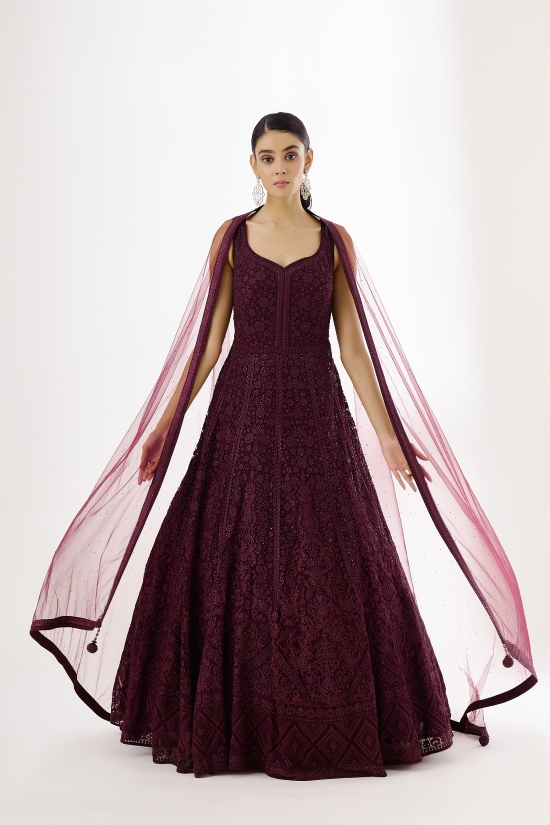 Wine Red Anarkali