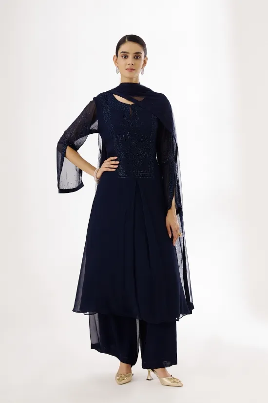 Deep Prussian Blue Kurta Palazzo